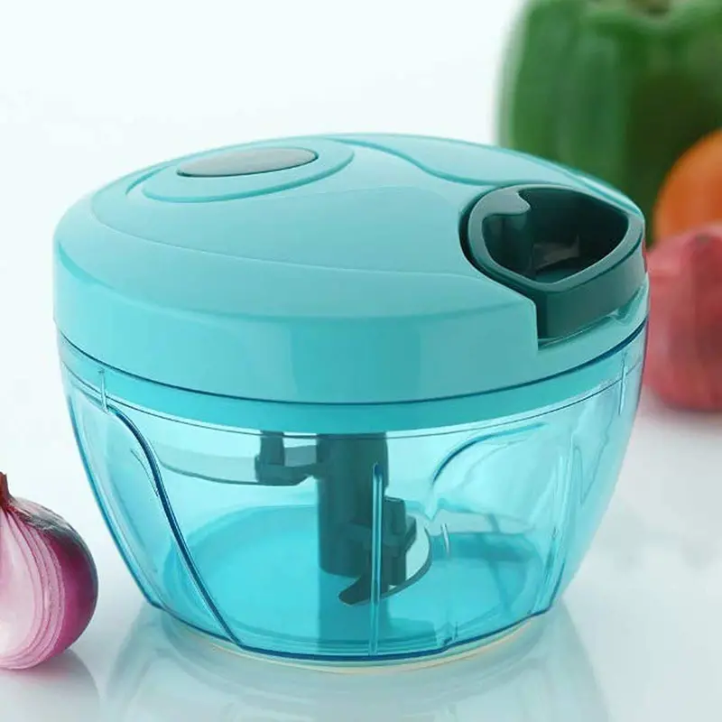 Compact Manual Vegetable Chopper – Stainless Steel Blades, Brown Packaging 1