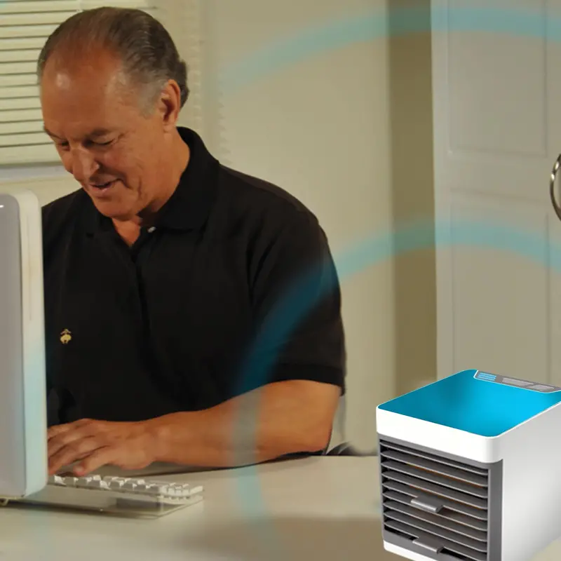 Compact Rechargeable Mini Air Cooler With Led Light And Water Tank 1