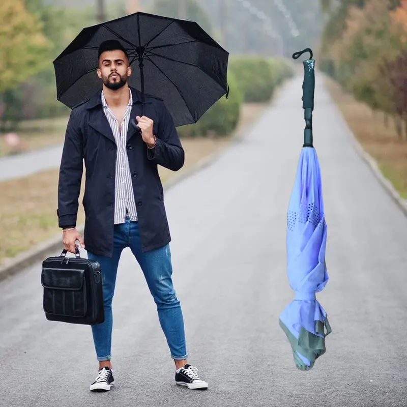Compact Reverse-Folding Travel Umbrella – Wind-Resistant Portable Shield 1