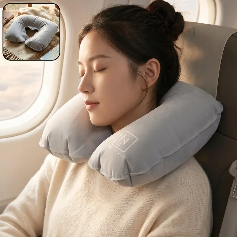 Compact Travel Essentials Kit: Memory Foam Neck Pillow, Sleep Mask & Noise-Reducing Earplugs 1