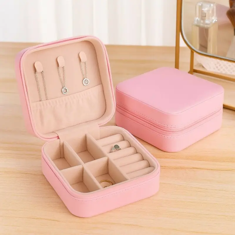 Compact Travel Jewelry Box For Women – Portable Organizer With Divided Compartments 1