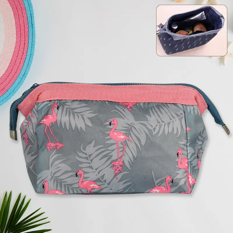 Compact Travel Makeup Bag – Zippered Cosmetic Pouch (25 × 13 Cm) 1