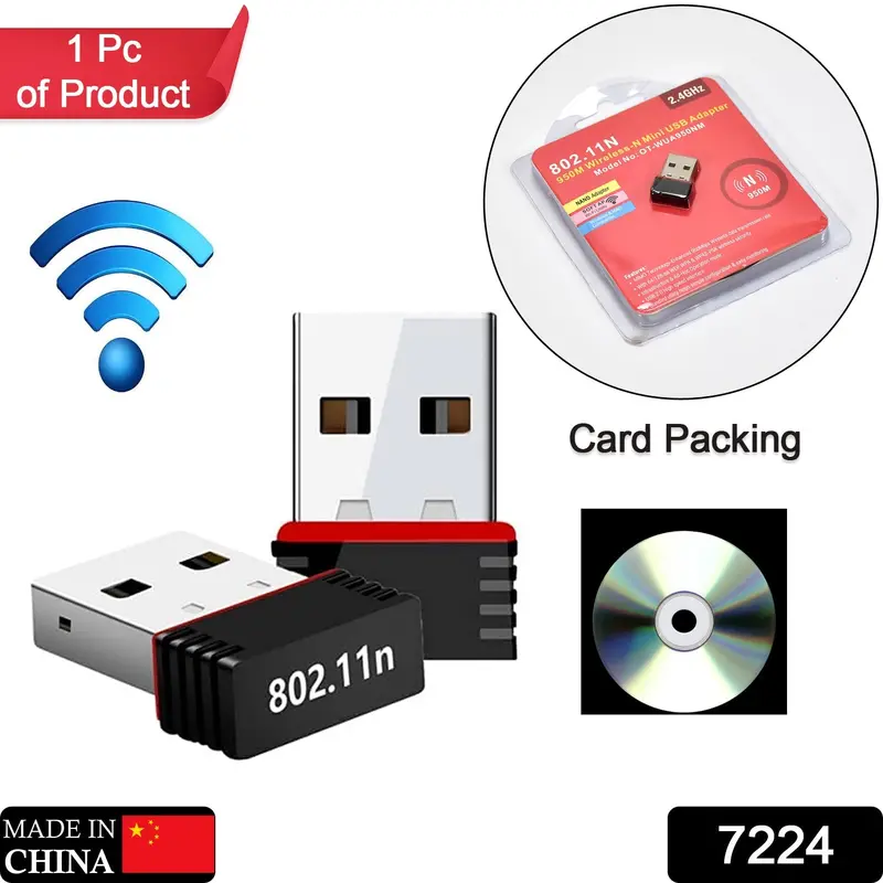 Compact Usb Wi-Fi Adapter With Driver Cd – Plug-And-Play For Laptop & Pc 1