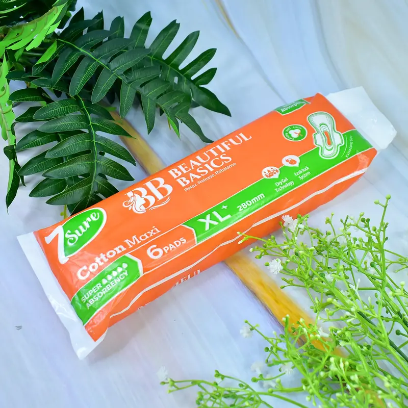 Cotton Maxi Sanitary Pads – Xl+ 280Mm, Orange Pack (6 Pcs) 1