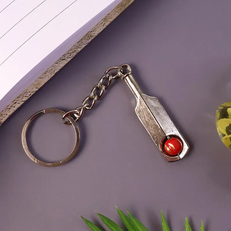 Cricket Bat And Ball Metal Keychain – Sports-Inspired Miniature Accessory 1