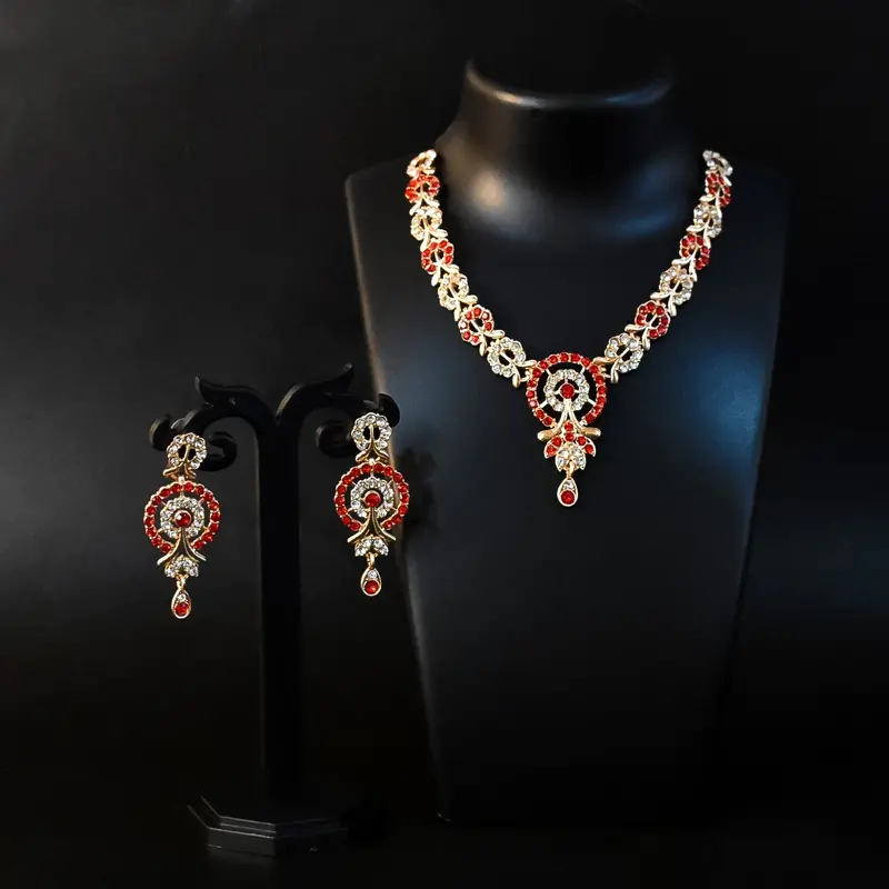 Crimson And White Diamond Coordinated Set 1