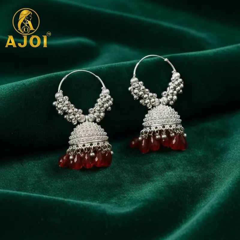 Crimson-Drop Earrings In Classic Sterling Silver 1