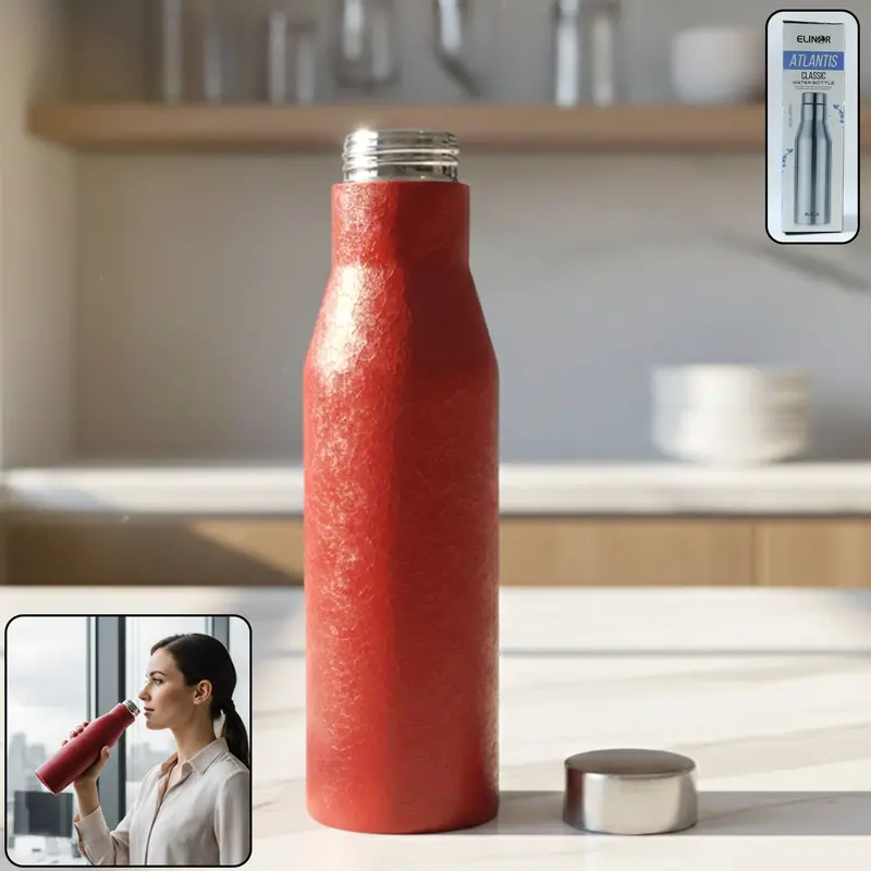 Crimson Stainless Steel Water Bottle – 1000Ml Double-Walled Thermal Flask (1 Pc) 1