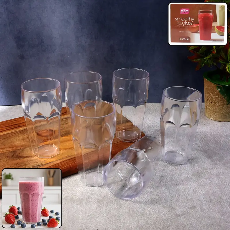 Crystal-Clear Smoothie Glass Set By Supermom – 300Ml Capacity (6-Pack) 1