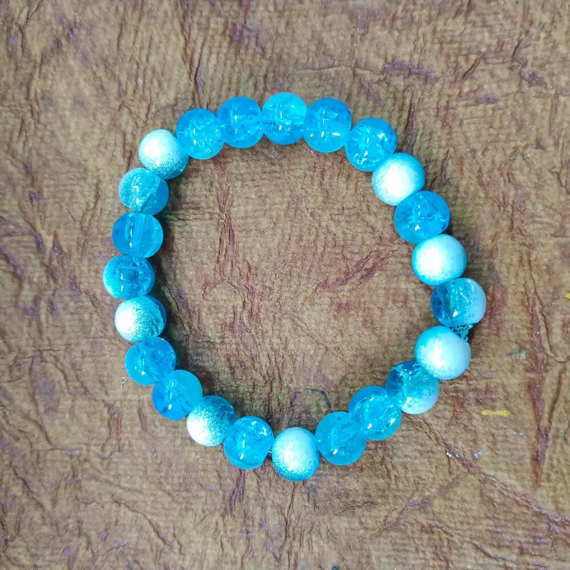 Crystal Crackle Glass Bead Stretch Bracelet – Hypoallergenic & Flexible 1