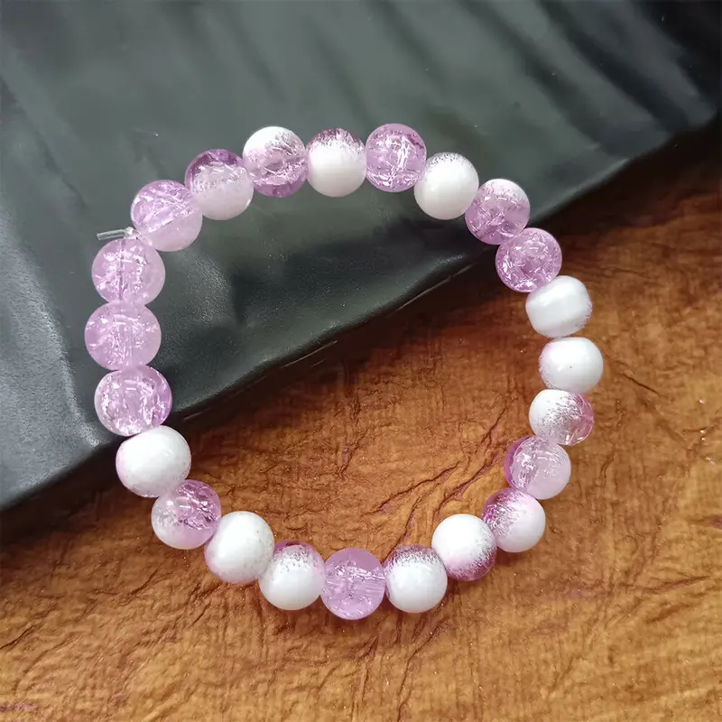Crystal Crackle Glass Bead Stretch Bracelet – Lightweight & Comfort Fit 1