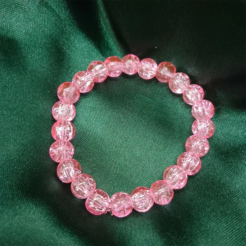 Crystal Crackle Glass Bead Stretch Bracelet – Reflective Textured Design 1