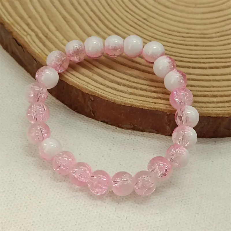 Crystal Crackle Glass Bead Stretch Bracelet – Versatile Layering Essential 1