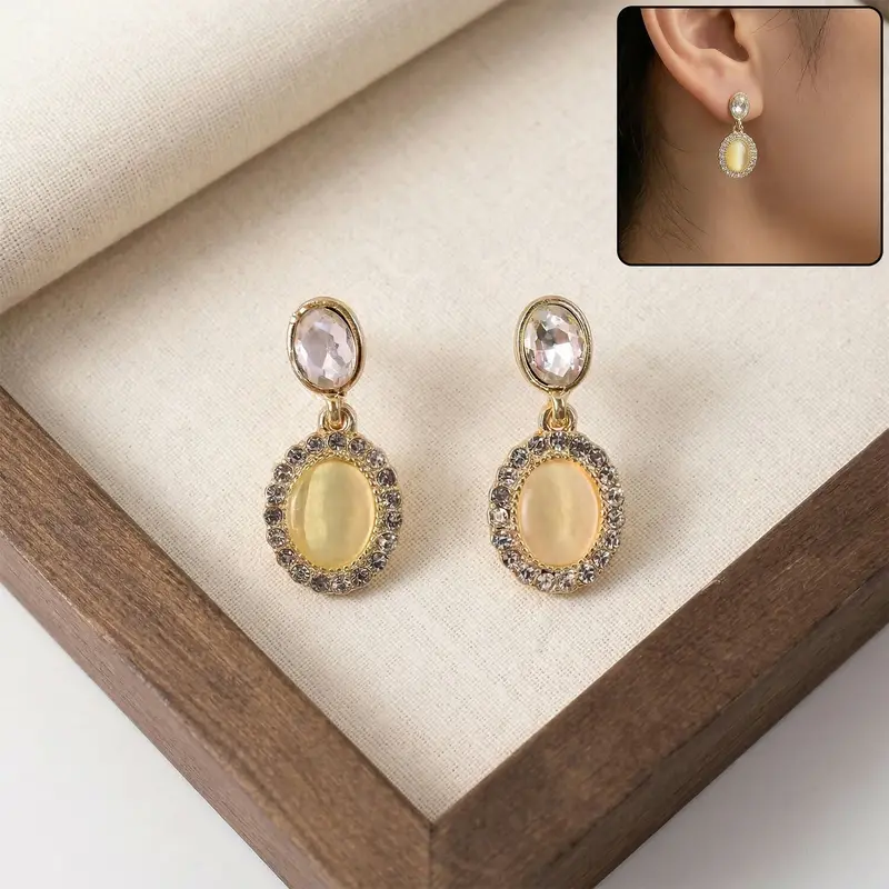 Crystal Drop Earrings – Oval-Shaped Elegant Party Wear For Women & Girls 1