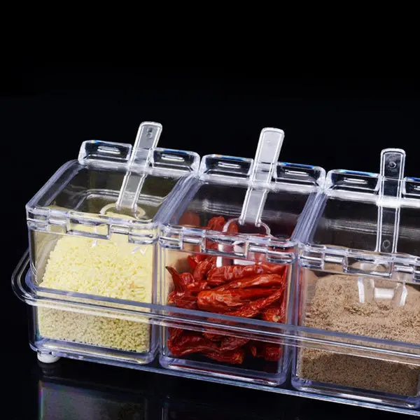 Crystal-Effect Acrylic Spice Jar Set – Salt, Pepper & Seasoning Organizer 1