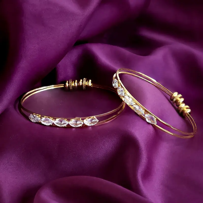 Crystal Studded Dual-Line Bangles 1