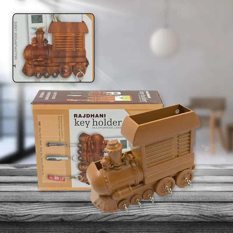 Decorative Train-Themed Key Holder – Plastic Wall-Mount Organizer For Entryways 1
