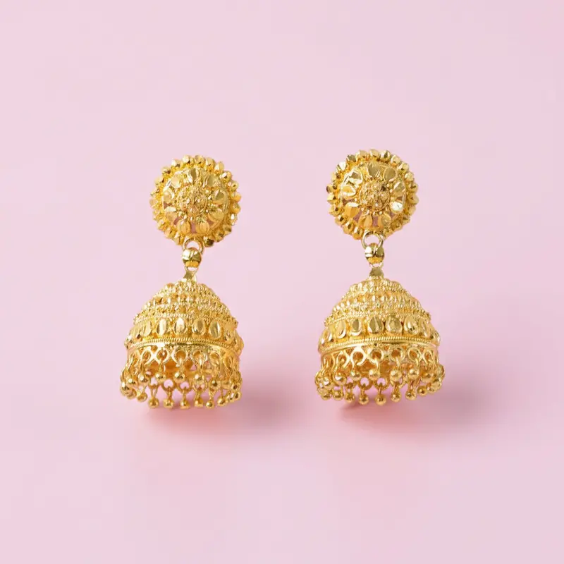 Designer Ethnic Jhumka Earrings – Gold-Plated Festive Jewelry For Women & Girls 1