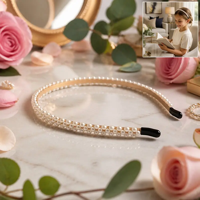 Designer Pearl Hairband For Women – Sleek Slim Profile & Sophisticated Finish 1