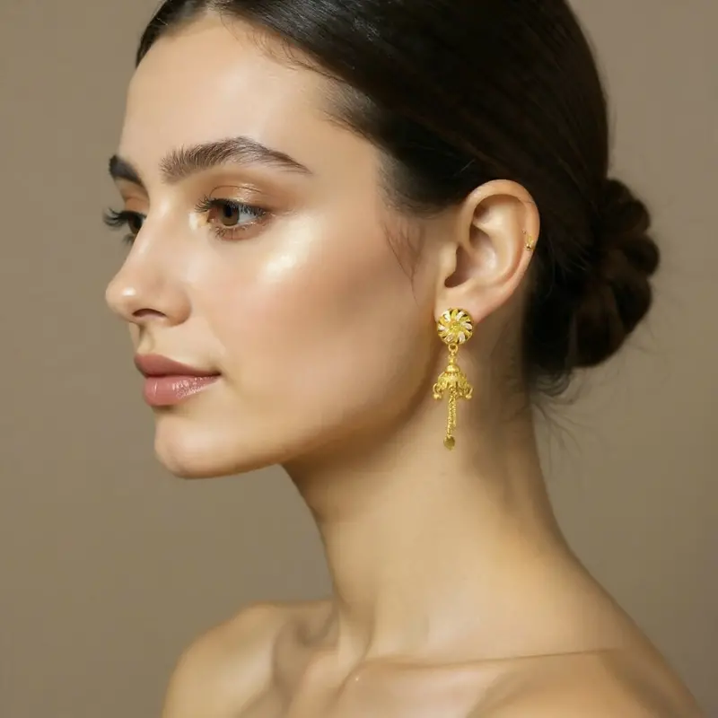 Diamond-Accented Circular Stud Earrings – Sparkling Minimalist Design 1
