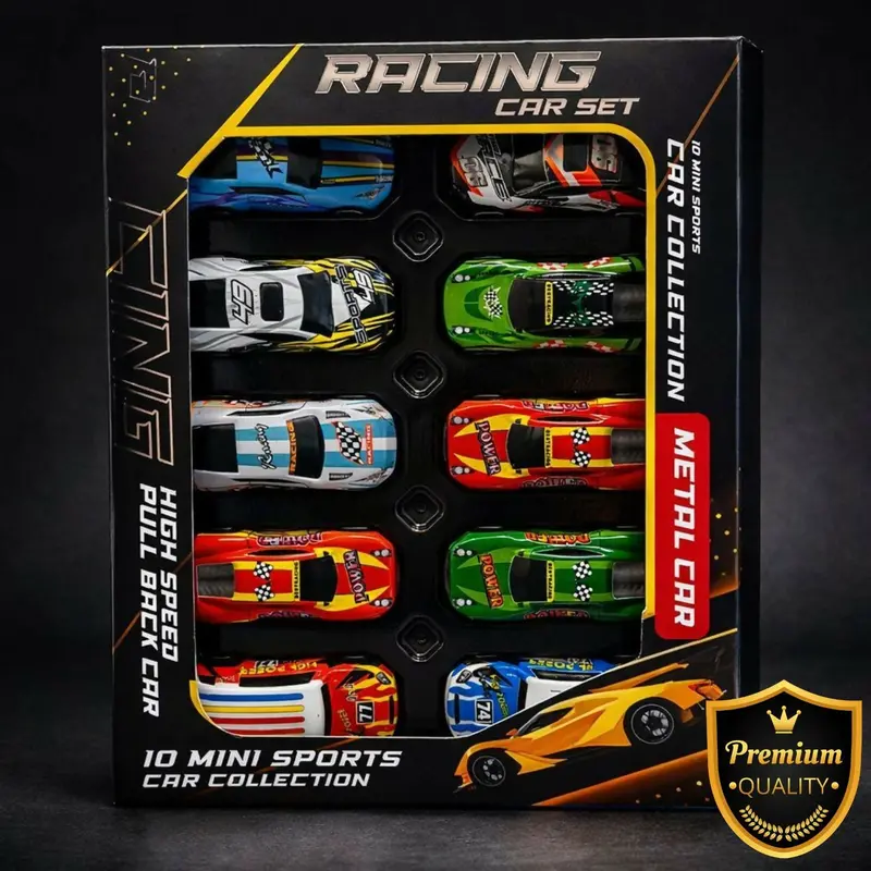 Die-Cast Metal Racing Car Collectible Set – 10-Piece Display Collection 1