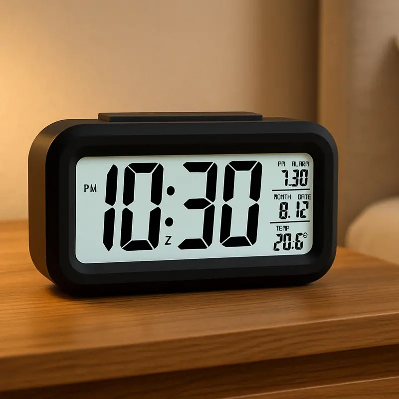 Digital Lcd Alarm Clock With Adjustable Backlit Display (1 Piece) 1
