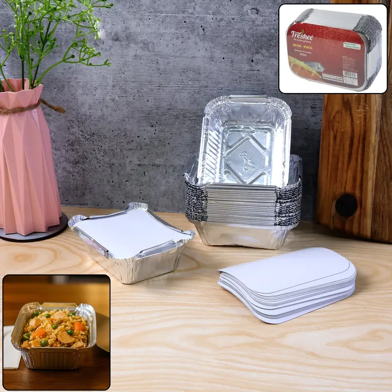 Disposable Aluminium Food Trays With Lids — 25-Pack (250 Ml) 1