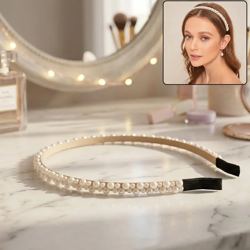 Double-Layer Pearl Hairband – Trendy Headband For Girls & Teens 1