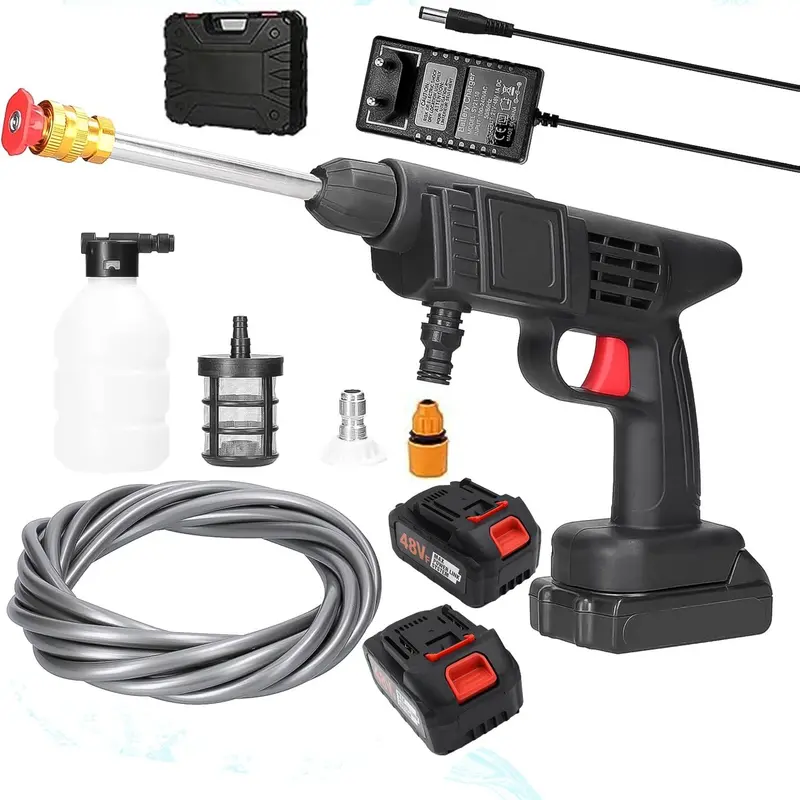 Dual-Battery 48V Cordless Electric Car Washer Gun – High-Pressure Cleaning Kit (1 Set) 1