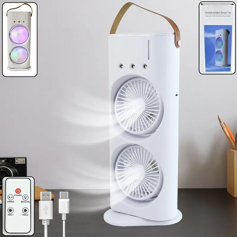 Dual-Blade Desktop Electric Fan – Powerful Air Circulator With Remote Control 1