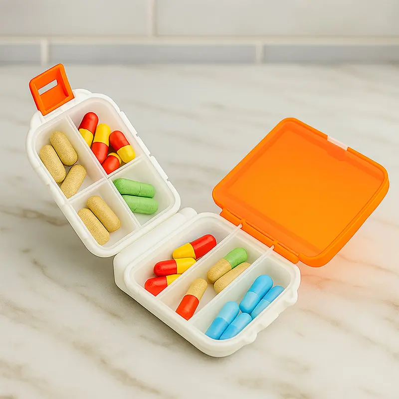Dual-Compartment Pill Organizer – Compact Portable Tablet & Capsule Sorter 1