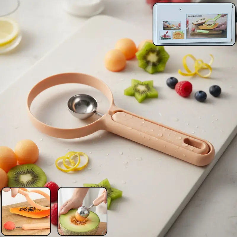 Dual-Function Fruit Scooper And Cutter – Kitchen Tool For Melons, Citrus, And More 1
