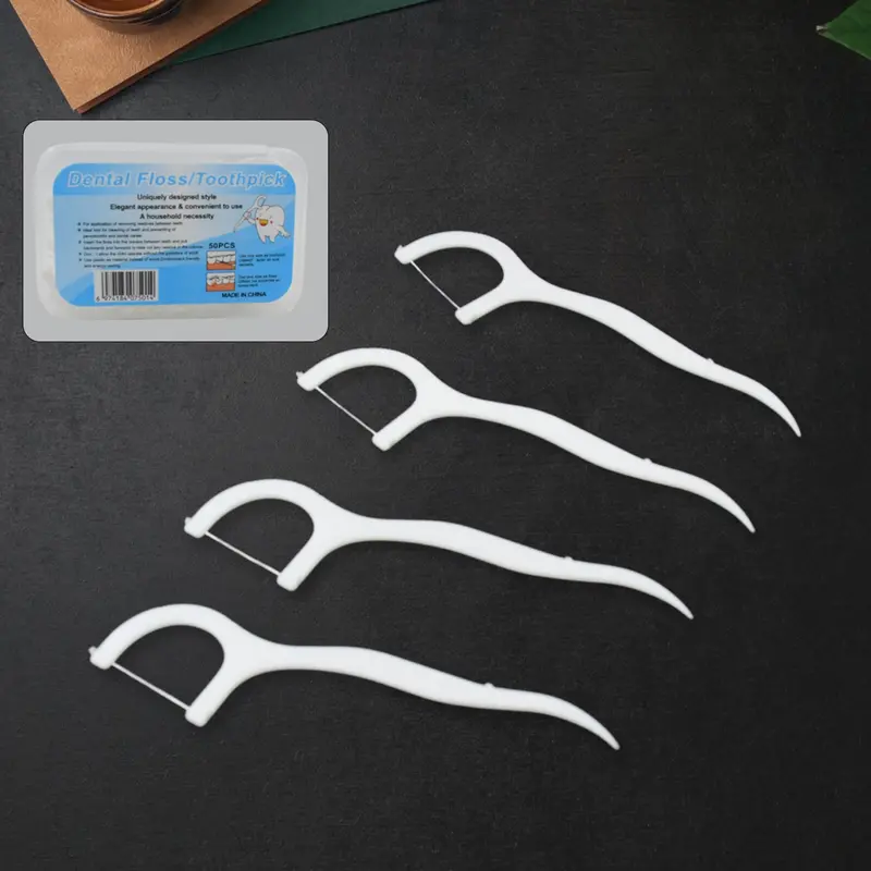 Dual-Function Portable Toothpick And Dental Floss Set (50 Pieces) 1