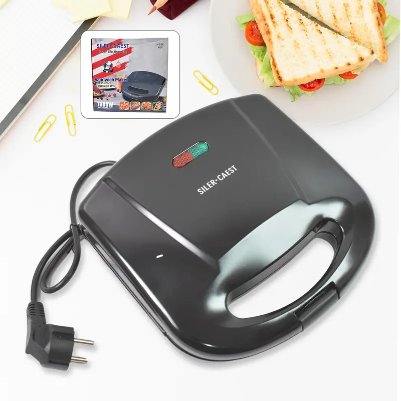 Dual-Plate Non-Stick Sandwich Maker With Ready Indicator Light 1