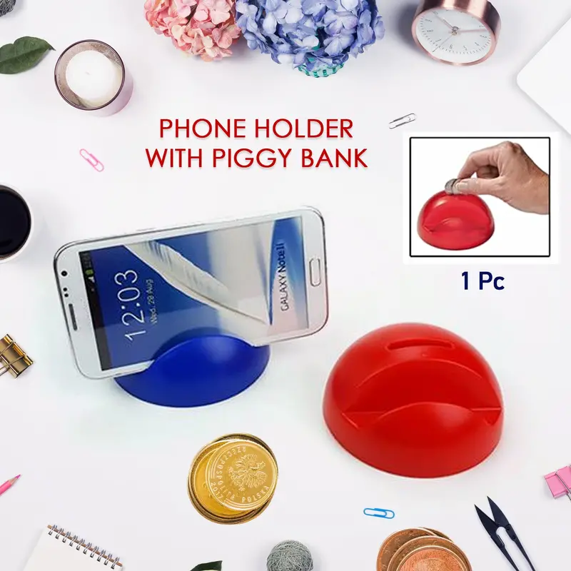 Dual-Purpose Abs Phone Stand With Integrated Coin Bank 1