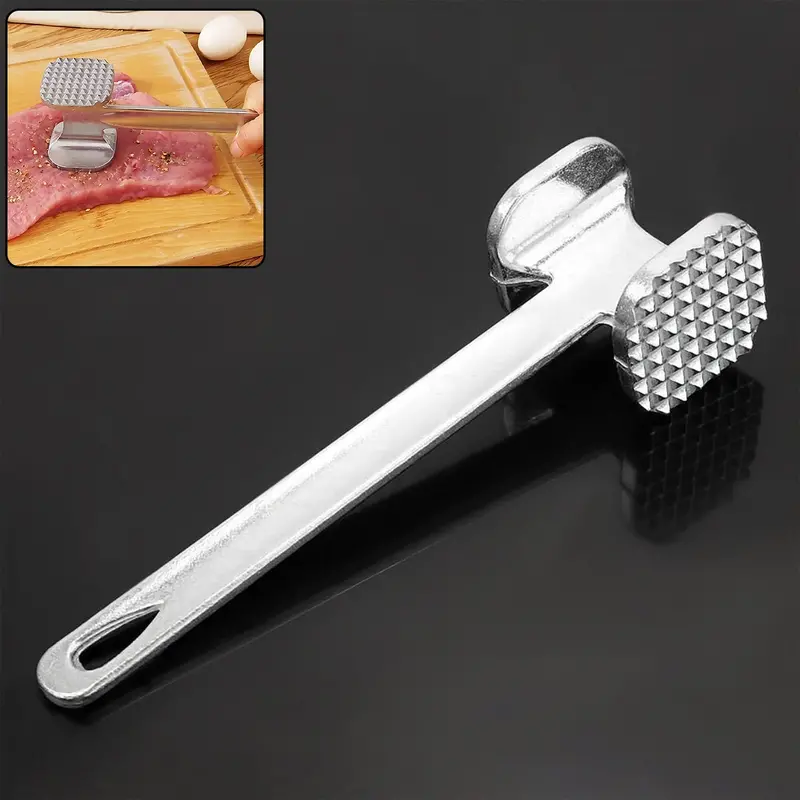 Dual-Sided Aluminum Meat Mallet – Reversible Steak Tenderizer With Smooth & Textured Surfaces 1
