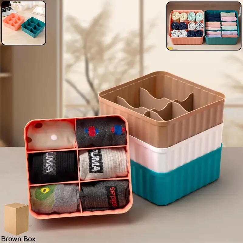 Dual Square Storage Box Set – 6-Compartment Modular Organizer For Small Items 1
