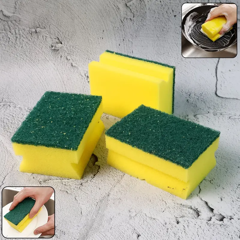 Dual-Texture Scrubbing Pad Set – 3-Pack Heavy-Duty Kitchen & Bath Cleaning Sponges 1