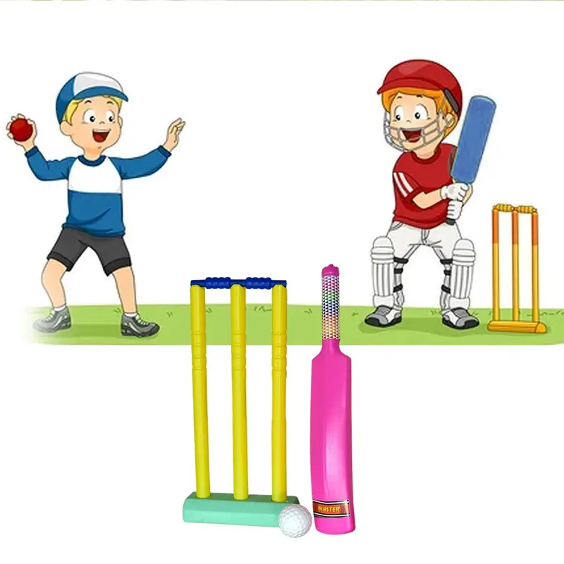 Durable Cricket Starter Kit – Plastic Bat And Ball Set For Young Players 1