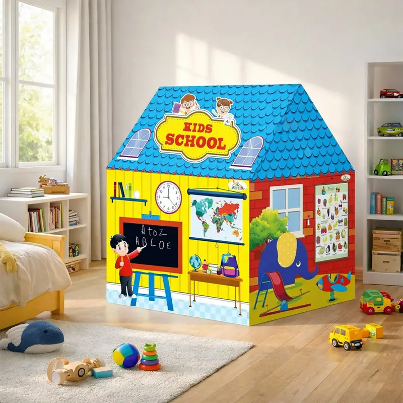 Educational Kids Play Tent House – Indoor Learning Tent With Charts & Blackboard 1