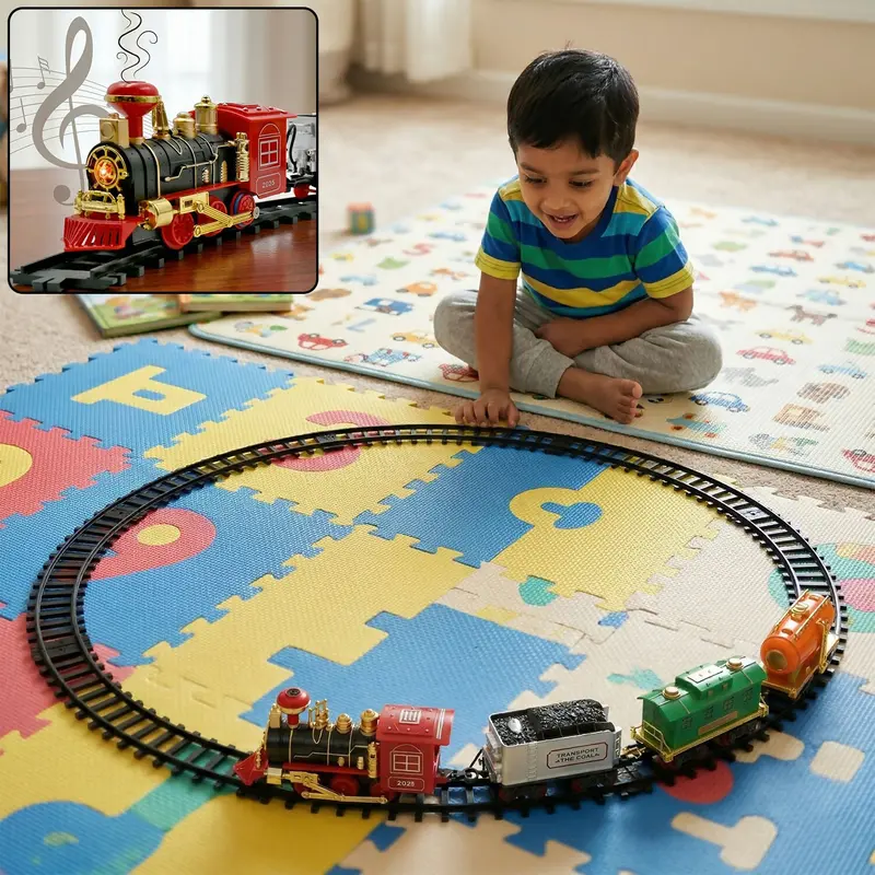 Electric Choo-Choo Train Toy Set With Lights, Sounds & Track – Interactive Kids’ Playset 1