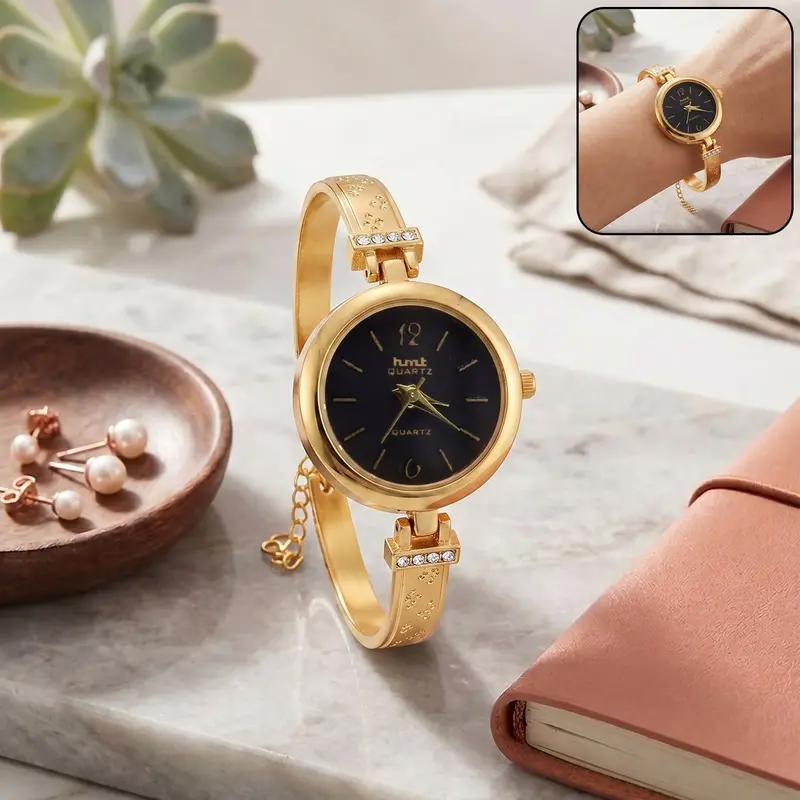 Elegant Gold-Tone Bracelet Watch For Women – Charm Accented Dial 1