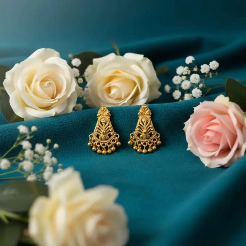 Elegant Golden Jhumki Earrings – Stylish Traditional Jewelry For Women And Girls 1