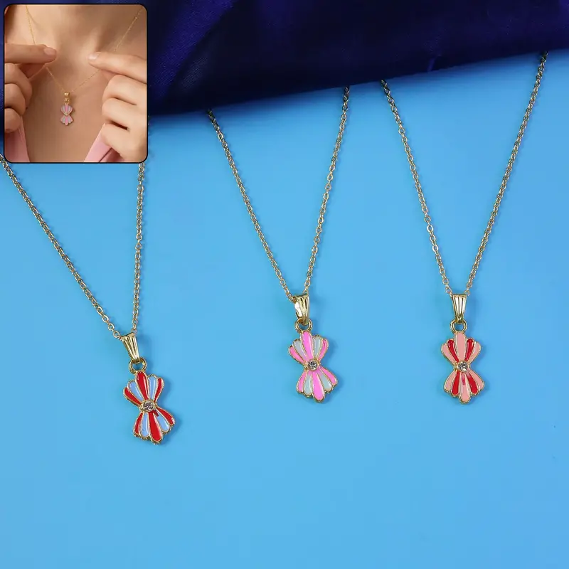 Enamel Flower Pendant Necklace – Vibrant Floral Charm On Gold-Finished Chain 1