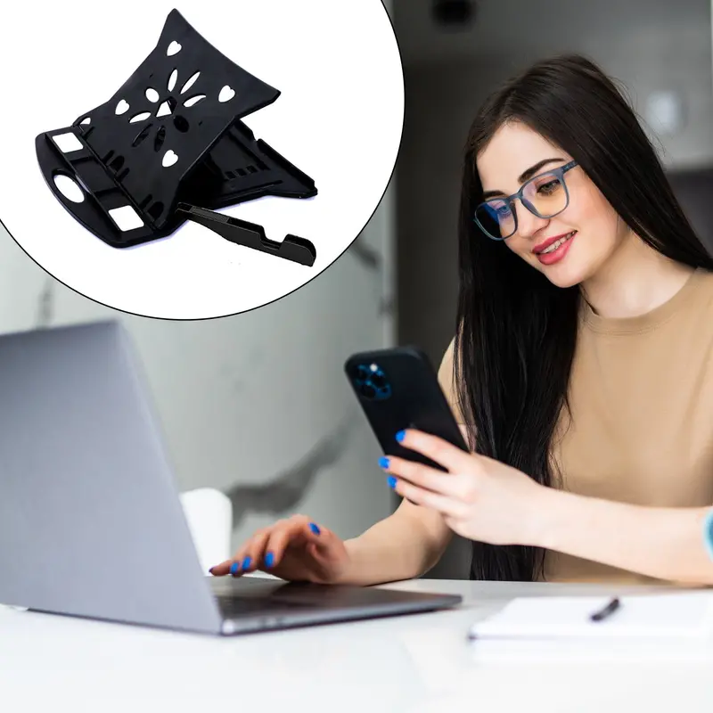 Ergonomic Adjustable Laptop Stand – Patented Riser With Built-In Mobile Holder 1
