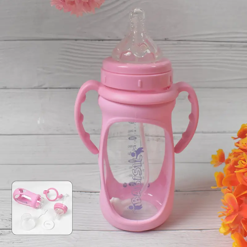 Ergonomic Baby Bottle With Handle And Built-In Straw – Assorted Designs 1