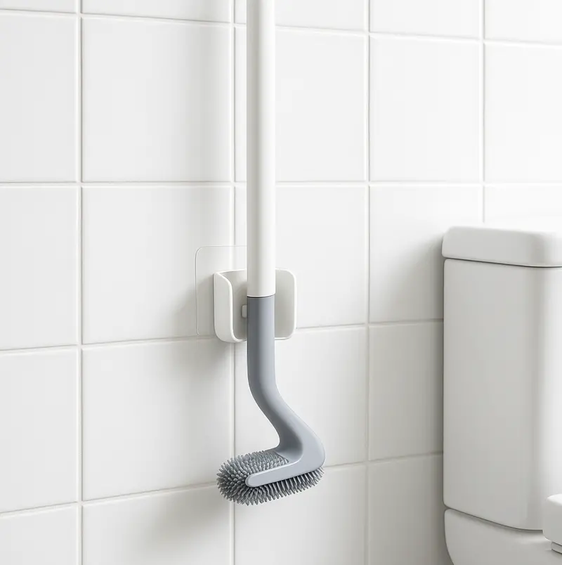 Ergonomic Toilet Brush With Integrated Magic Adhesive Holder 1