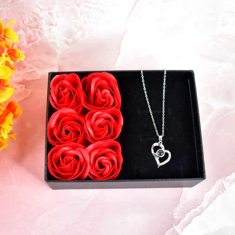 Eternal Rose Gift Box – Handcrafted Valentine’S Necklace In Floral Keepsake Packaging 1