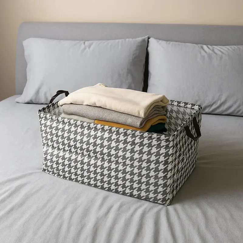 Fabric Storage Bin With Handles – Foldable Organizer Box (47×28 Cm) 1