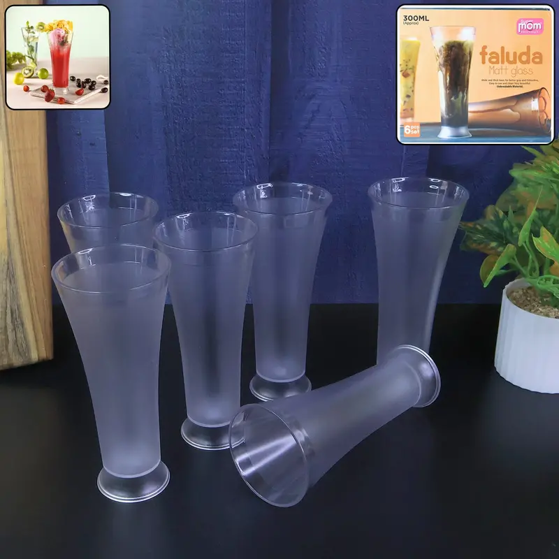 Faluda Serving Glasses – Matte Finish Plastic, 300Ml, 6-Piece Set By Supermom 1